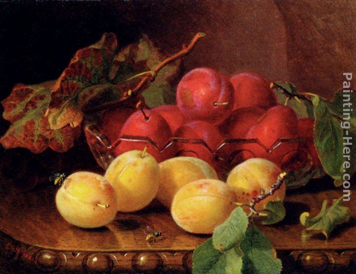 Plums On A Table In A Glass Bowl painting - Eloise Harriet Stannard Plums On A Table In A Glass Bowl art painting